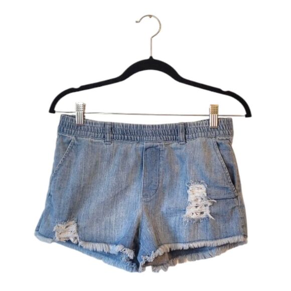 Aerie Light Wash Lace Distressed Shorts Size S - Picture 1 of 6